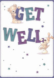 Joyful and inviting, this get well card for Surrey locals sparkles with the playful optimism that defines thoughtful gifts from Florist Surrey. At its heart, a sweet, plush bear with soft brown fur and a floppy-eared puppy brimming with cheerful energy emerge from a field of scattered, twinkling stars in shades of blue, purple, and turquoise. The friends support vivid, bouncing letters-'Get Well'-shaded in lively hues of indigo and teal, their rounded forms standing confidently against the subtle cream background. The illustration's tactile qualities make the animals appear almost cuddly to the touch, while the airy composition and starlit accents invoke a sense of hope and recovery, akin to a fresh bouquet delivered to a loved one in Reigate or Farnham. Each brushstroke feels intentional, echoing the expertise and care poured into local Surrey flower arrangements. More than a card, it's an act of gentle empathy-imbued with the lightness, warmth, and encouragement needed to brighten anyone's road to wellness.